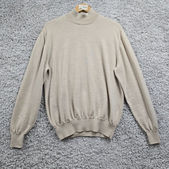 Alan Paine Sweater Mens 2XL Beige Wool Mock Neck Stretch Minimal - Picture 1 of 11